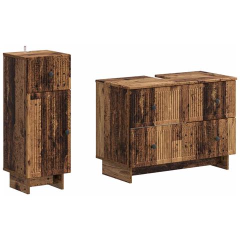 Set di Armadi da Bagno da 2 Pezzi EDE Legno antico - Foto 1