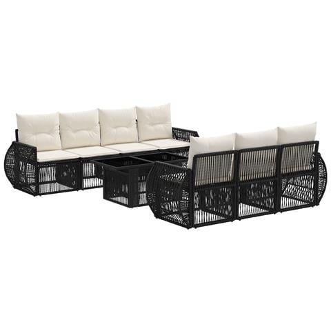 Set Divano da Giardino 8 pz Nero e Bianco Crema polyrattan - Foto 1
