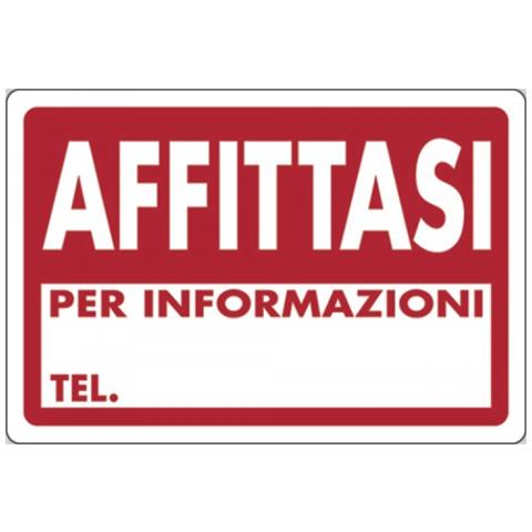 Cartelli -plastica - affittasi per informazioni tel. - 30x20 cm - 07705010PLB0300X0200 - Foto 2