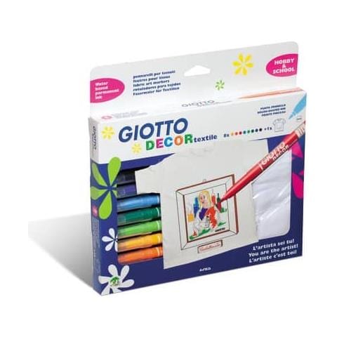 Pennarelli Per Tessuti Decor Textile Tratto Fine 1-3 Mm Assortiti Astuccio Da 8 + T-shirt Bianca - 494500 - Foto 1