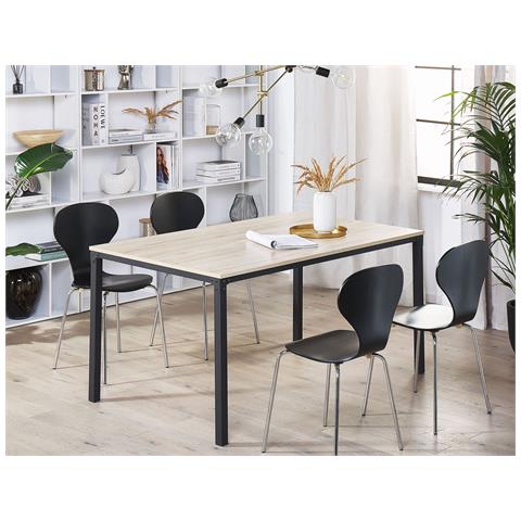 Tavolo Da Pranzo 150 X 90 Cm Nero E Legno Chiaro Hockley - Foto 15