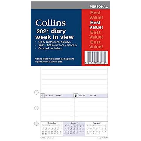 2021 Settimana Di Vista Refill Per Personal Dimensione Personal Organizer (6 Anello Mechanism)  - Foto 1