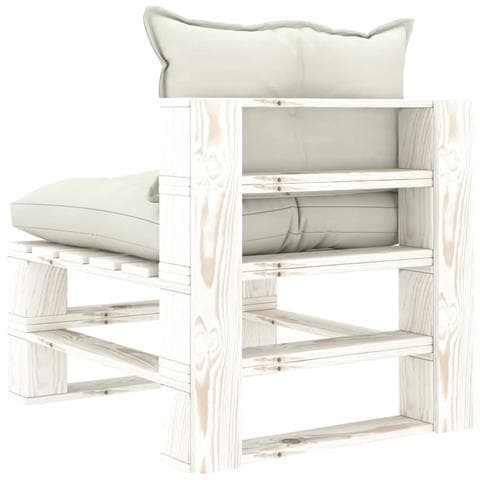 Poltrona Centrale da Giardino Pallet con Cuscini Beige in Legno - Foto 2