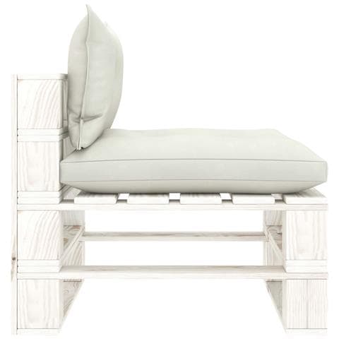 Poltrona Centrale da Giardino Pallet con Cuscini Beige in Legno - Foto 6