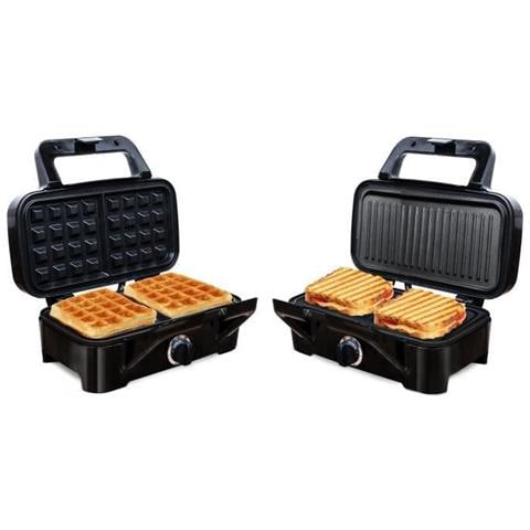 8368 Speed'n Mixt 1200, Piastra Per Waffle E Grill 2 In 1, 1 Piastra Per Waffle, 1 Piastra Grill Intercambiabile, 1200 W, Acciaio Inossidabile - Foto 1