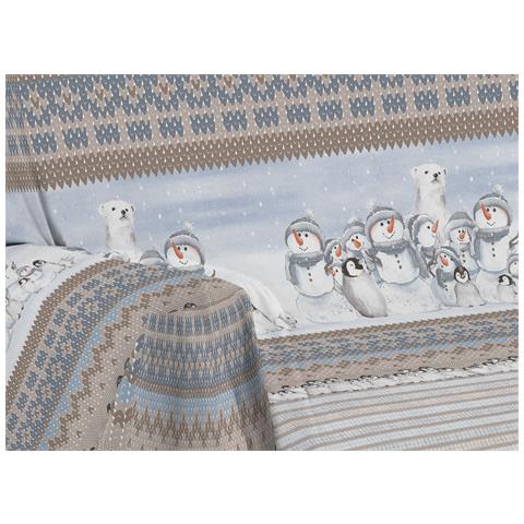 Telo Arredo Multiuso Linea Pensieri Delicati In Cotone Disegno Inverno Polare Singolo Beige - Foto 12