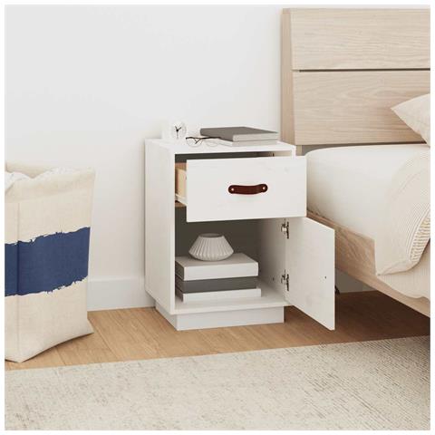 Comodini Bianchi 2 Pz 40x34x55 Cm In Legno Massello Di Pino - Foto 11