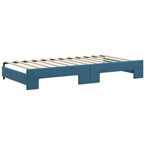 Divano Letto Estraibile Con Materassi Blu 100x200 Cm Velluto - Foto 2