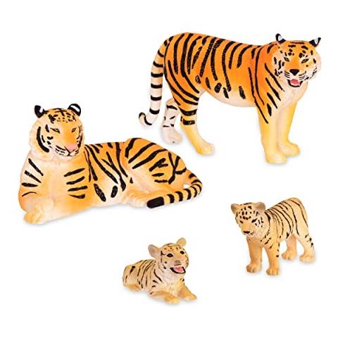 4 Pezzi Tiger Family - Animali Da Safari Tigre Giocattolo In Plastica Per Bambini Dai 3 Anni In Su - Foto 1