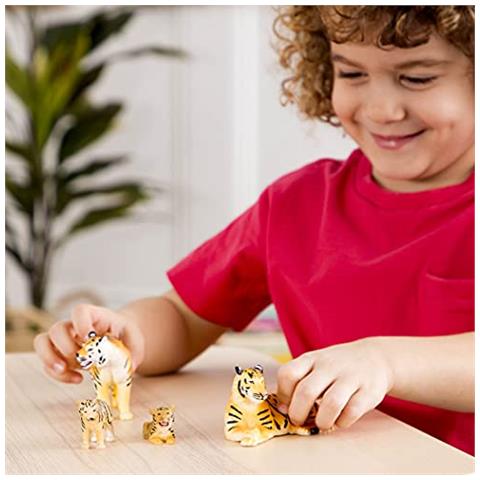 4 Pezzi Tiger Family - Animali Da Safari Tigre Giocattolo In Plastica Per Bambini Dai 3 Anni In Su - Foto 3