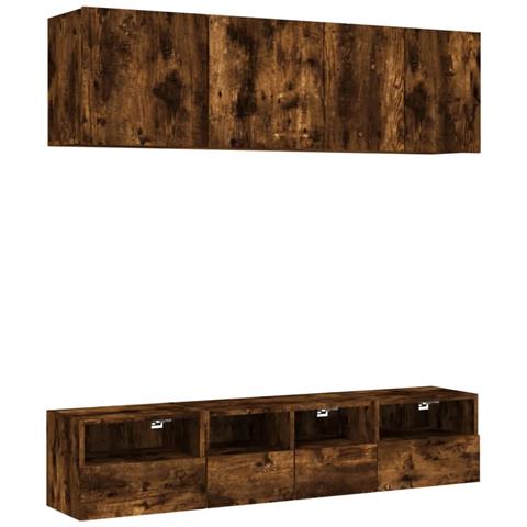 Mobili Tv A Muro 5pz Rovere Fumo In Legno Multistrato - Foto 2