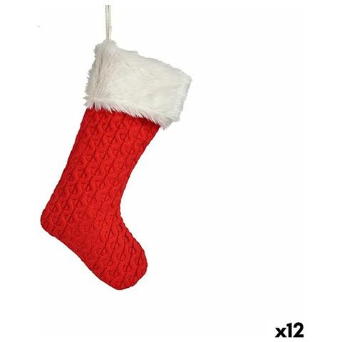 Decorazione Natalizia Calza Di Natale Rosso Stoffa 28 X 4 X 46 Cm (12 Unità) - Foto 1