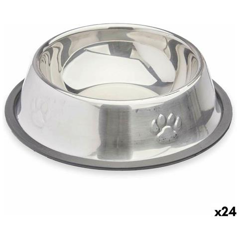 Ciotola Per Cani Argentato Grigio Gomma Metallo 35 X 0,03 X 25 Cm (24 Unità) - Foto 1