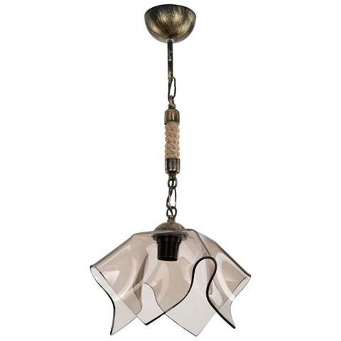 Lampada A Sospensione Volga Mdl3781 Oro Antichizzato E Vetro Fumè - Foto 1