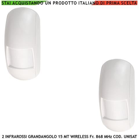 Rilevatore Intrusi Sensore Infrarosso 15 Metri Grandangolo Due Pezzi Allarme Wireless Bidirezionale Codifica Unisat2 A - Foto 1