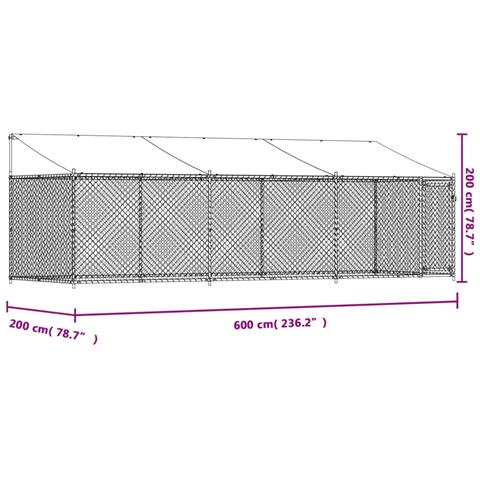 Gabbia Cani con Tetto e Porta Grigia 6x2x2 m in Acciaio Zincato - Foto 8