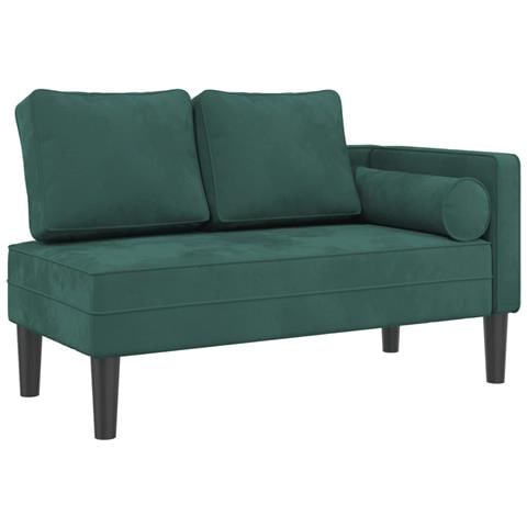 Chaise Longue con Cuscini Verde Scuro in Velluto - Foto 2