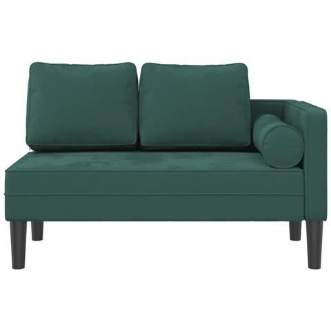 Chaise Longue con Cuscini Verde Scuro in Velluto - Foto 3