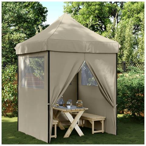 Tendone Per Feste Pieghevole Pop-up Con 4 Pareti Tortora - Foto 8