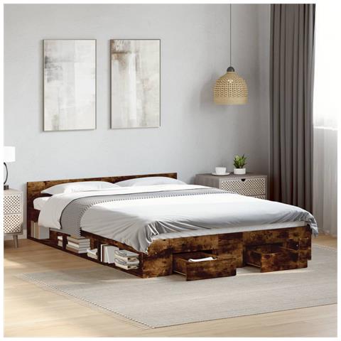 Giroletto Con Cassetti Rovere Fumo 150x200 Cm Legno Multistrato - Foto 1