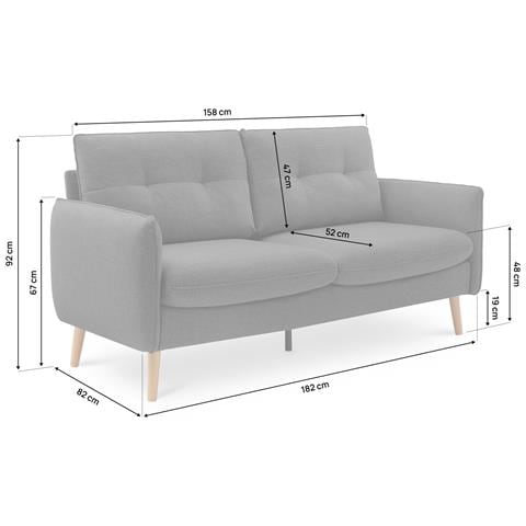 Divano Scandinavo A 2 Posti Chloé Tessuto Grigio Scuro - Foto 8