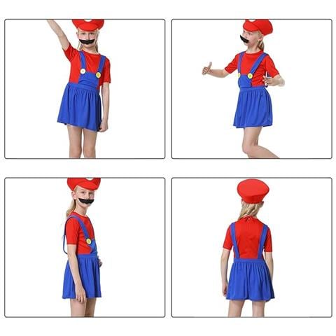 Costume Mario Per Bambini - Divertente Cosplay Halloween, Taglia S (100-115cm), Rel - Foto 2