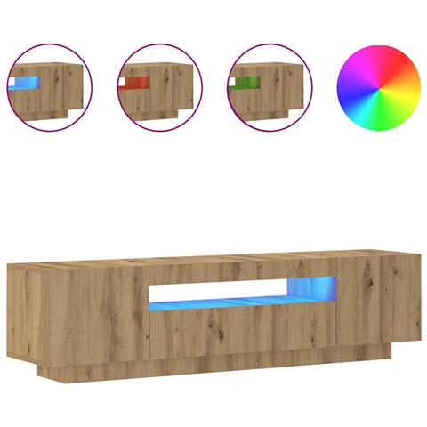 Mobile Porta TV con LED Artigianale 160x35x40 cm Multistrato - Foto 1