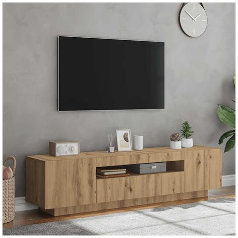 Mobile Porta TV con LED Artigianale 160x35x40 cm Multistrato - Foto 10