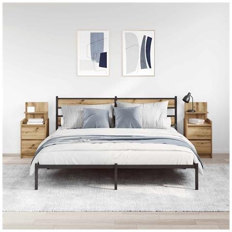 Comodini con 2 Cassetti 2 pz Rovere Artigianale 38x34x80 cm - Foto 2