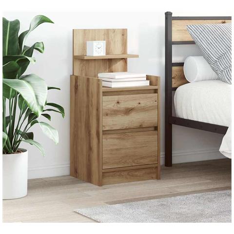 Comodini con 2 Cassetti 2 pz Rovere Artigianale 38x34x80 cm - Foto 1