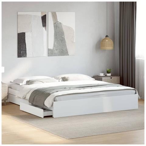 Giroletto Con Cassetti Bianco 200x200 Cm In Legno Multistrato - Foto 1