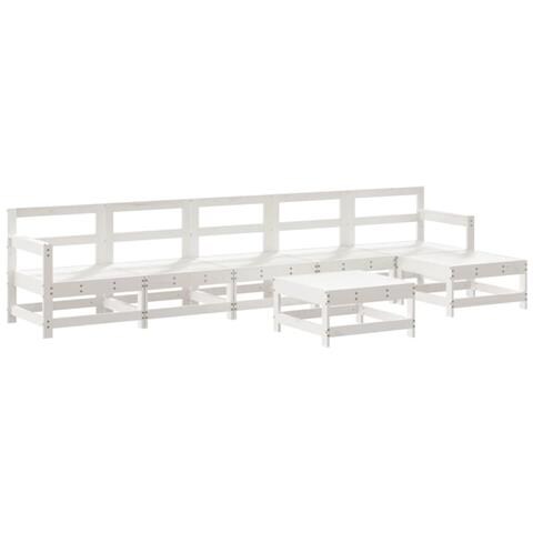 Set Salotto Da Giardino 7 Pz Bianco In Legno Massello Di Pino - Foto 2