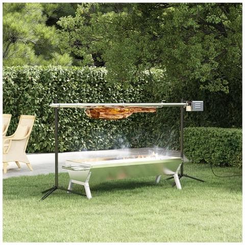 Vassoio Per Barbecue Argento 118x42x30,5 Cm Acciaio Inox - Foto 1