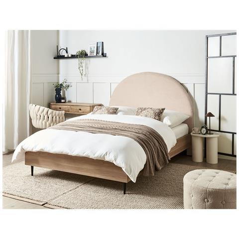 Letto Bouclé Millay 140 X 200 Cm Beige - Foto 1