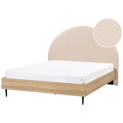 Letto Bouclé Millay 140 X 200 Cm Beige - Foto 2