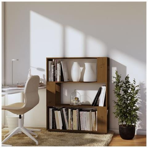 Lusso Casadino -  Libreria/divisorio Ambrato 80x25x101 Cm Legno Massello Di Pino - Foto 2