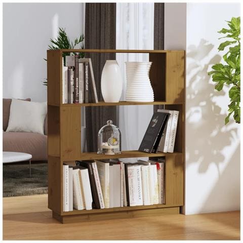 Lusso Casadino -  Libreria/divisorio Ambrato 80x25x101 Cm Legno Massello Di Pino - Foto 8