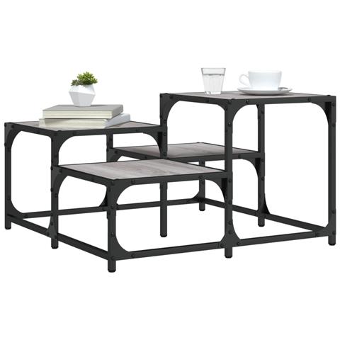 Tavolino Da Salotto Grigio Sonoma 68x68x40 Cm Legno Multistrato - Foto 8