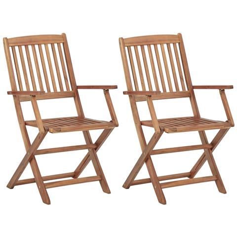 Lusso Casadino -  Sedie Da Giardino Pieghevoli 2 Pz In Legno Massello D'acacia - Foto 2