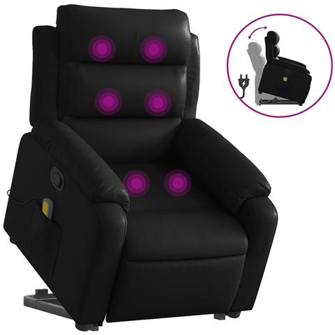 Lusso Casadino -  Poltrona Alzapersona Reclinabile Massaggio Nero Similpelle - Foto 1