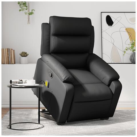 Lusso Casadino -  Poltrona Alzapersona Reclinabile Massaggio Nero Similpelle - Foto 8