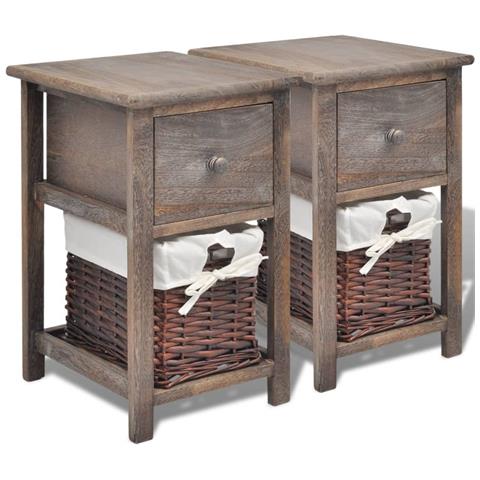 Lusso Casadino -  Comodino Da Notte Set 2 Pz In Legno Marrone - Foto 1