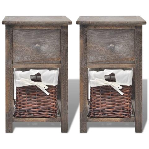 Lusso Casadino -  Comodino Da Notte Set 2 Pz In Legno Marrone - Foto 2