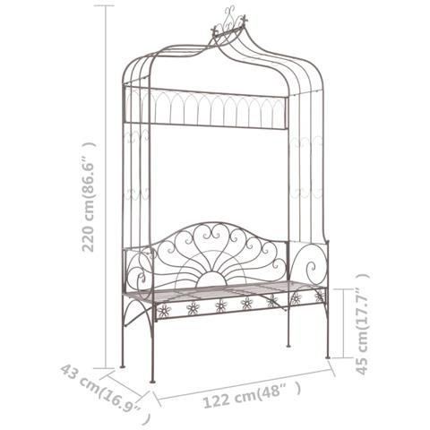 Lusso Casadino -  Panchina Da Giardino 122 Cm In Ferro Marrone Anticato - Foto 6