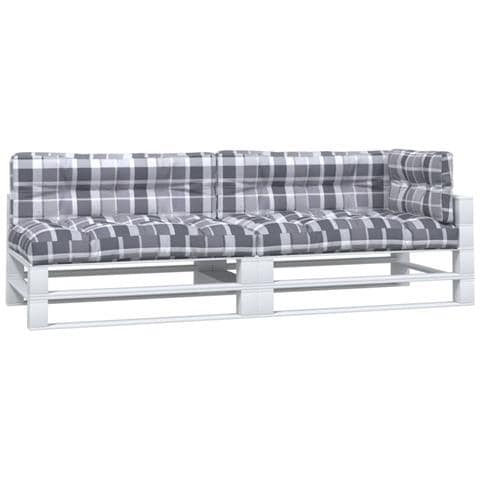 Cuscini Per Pallet 5 Pz Grigi A Quadri In Tessuto - Foto 2