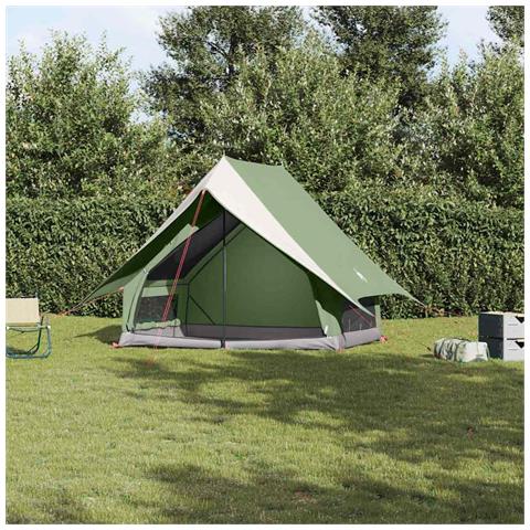 Tenda da Campeggio a Forma di A 3-Persone Verde Impermeabile - Foto 2