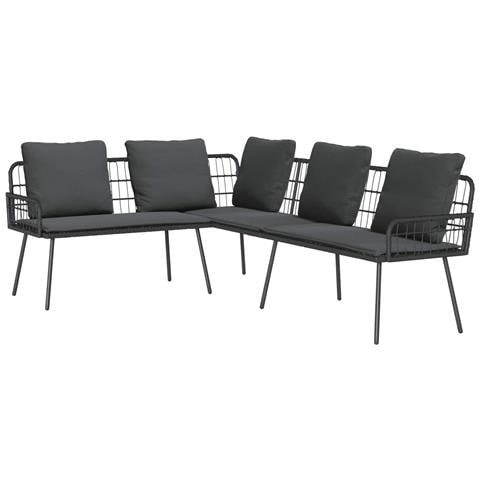 Divano ad angolo Nero 231x173x78 cm in Polyrattan - Foto 1