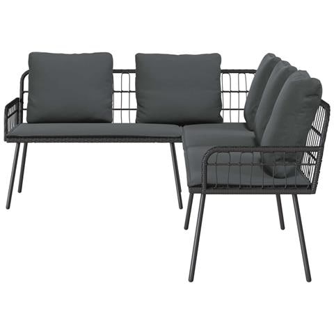 Divano ad angolo Nero 231x173x78 cm in Polyrattan - Foto 2