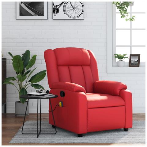 Poltrona Massaggiante Reclinabile Rossa in Similpelle - Foto 2