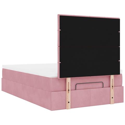 Struttura Letto Pouf con Materasso Rosa 120x200 cm Velluto - Foto 9